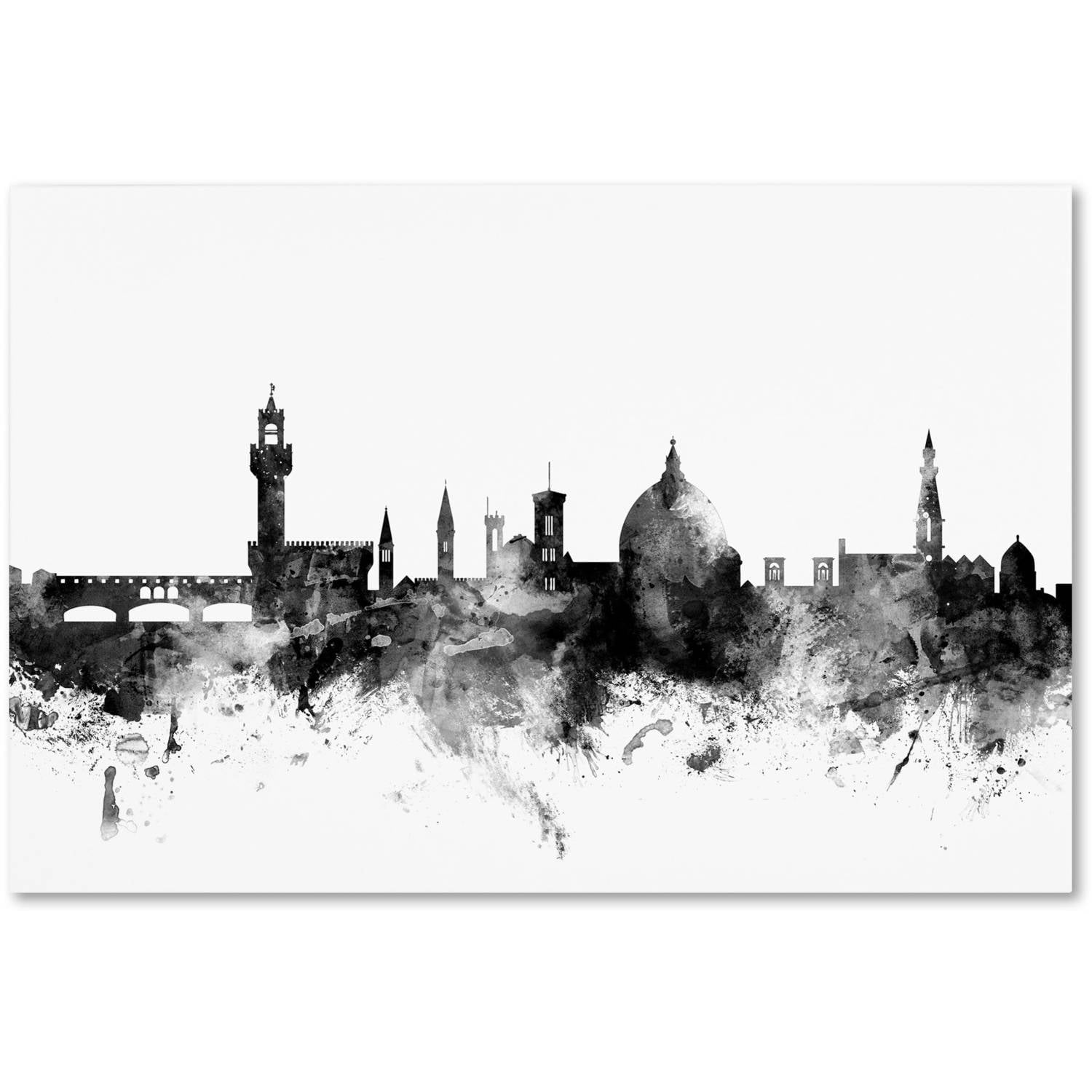 Trademark Fine Art "Florence Italy Skyline B&W" Canvas Art by Michael Tompsett