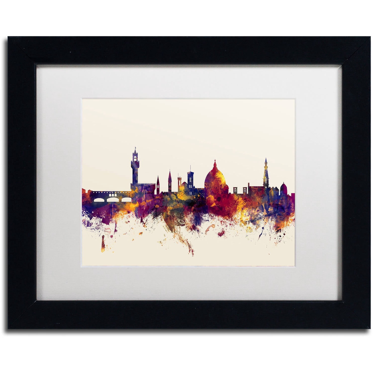 Trademark Fine Art "Florence Italy Skyline" Canvas Art by Michael Tompsett, White Matte, Black Frame