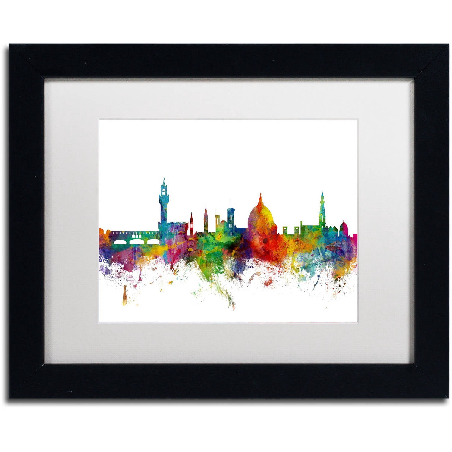 Trademark Fine Art "Florence Italy Skyline White" Canvas Art by Michael Tompsett, White Matte, Black Frame