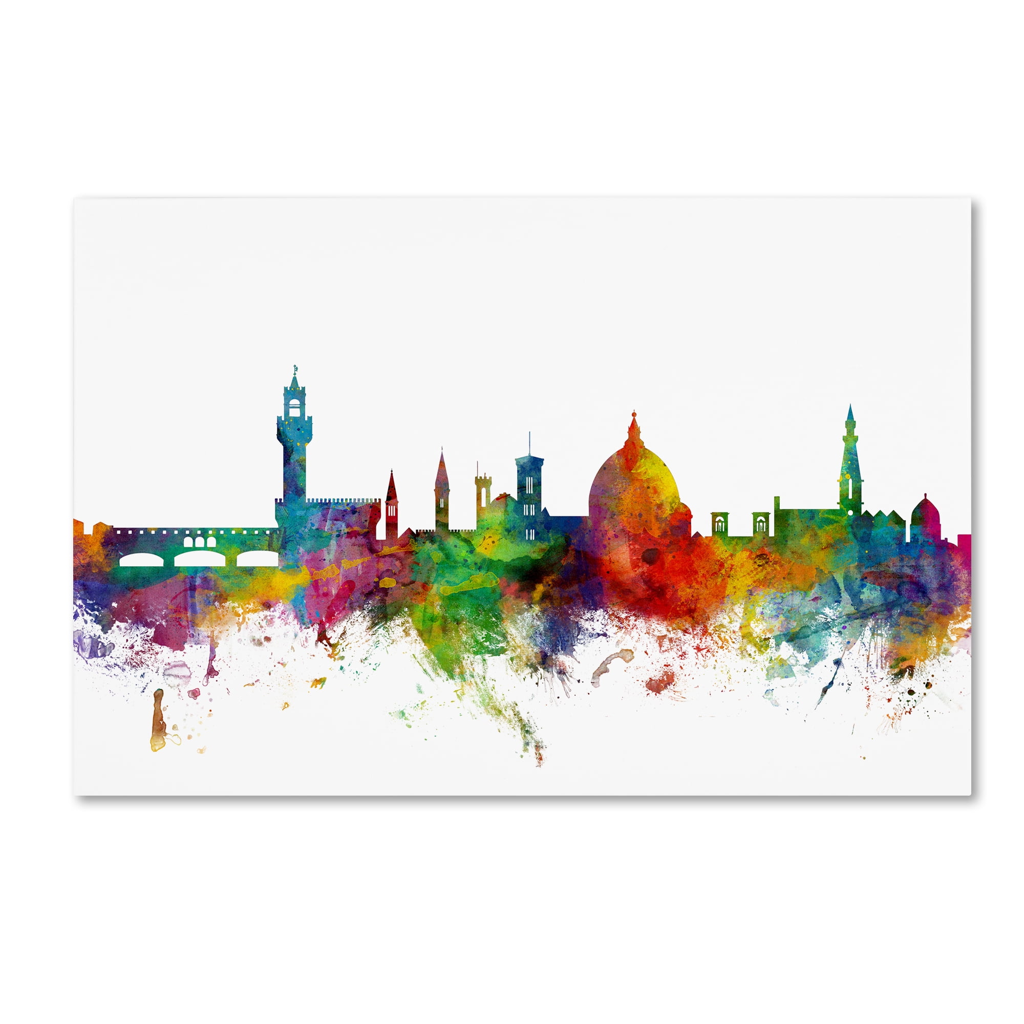 Trademark Fine Art "Florence Italy Skyline White" Canvas Art by Michael Tompsett