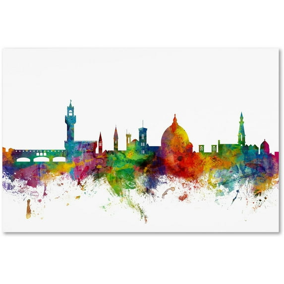 Trademark Fine Art "Florence Italy Skyline White" Canvas Art by Michael Tompsett