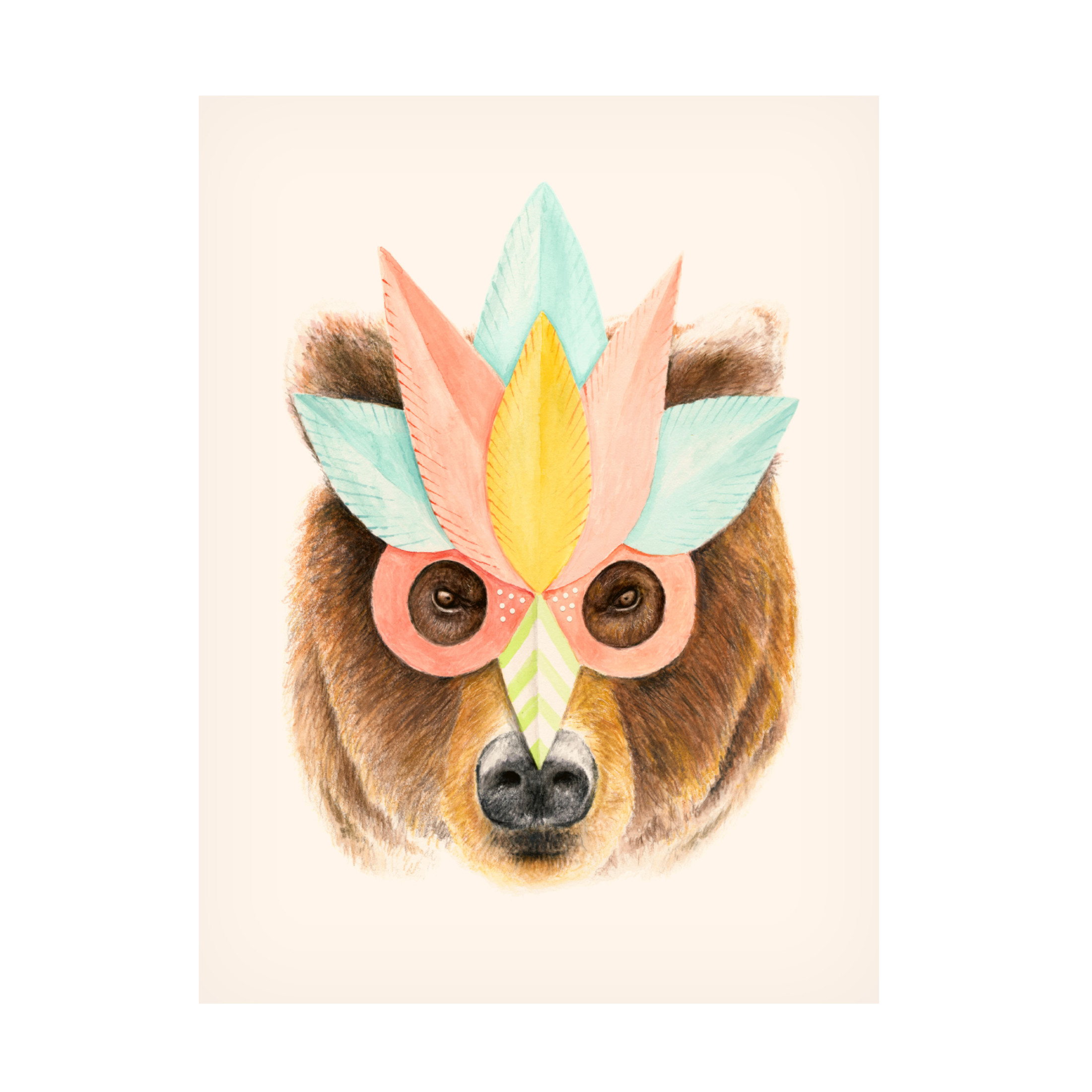Trademark Fine Art Florent Bodart Bear Paper Mask Canvas Wall Art