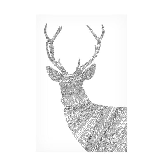 Trademark Fine Art Florent Bodart Stag White Canvas Wall Art