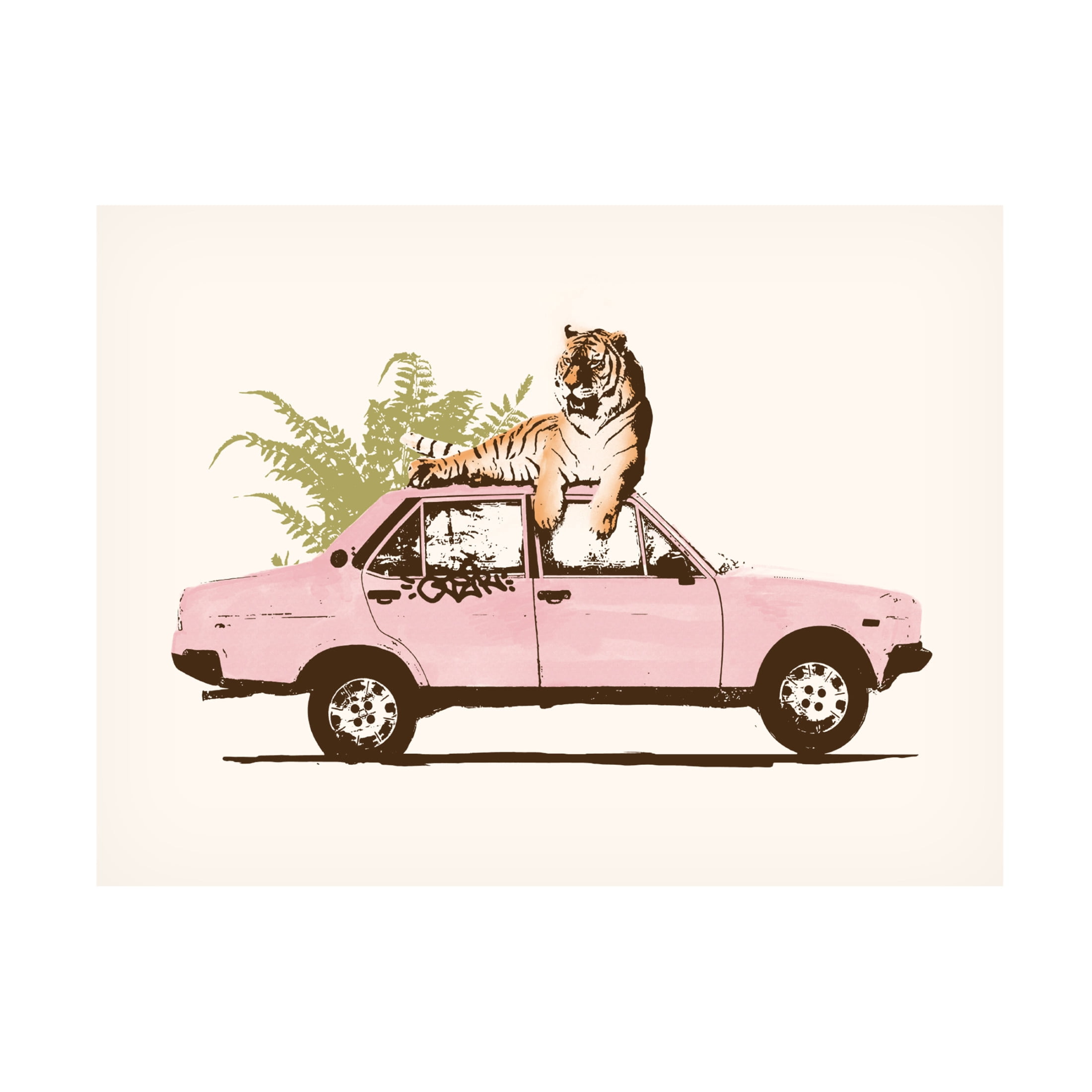 Trademark Fine Art Florent Bodart Tiger On Car Canvas Wall Art