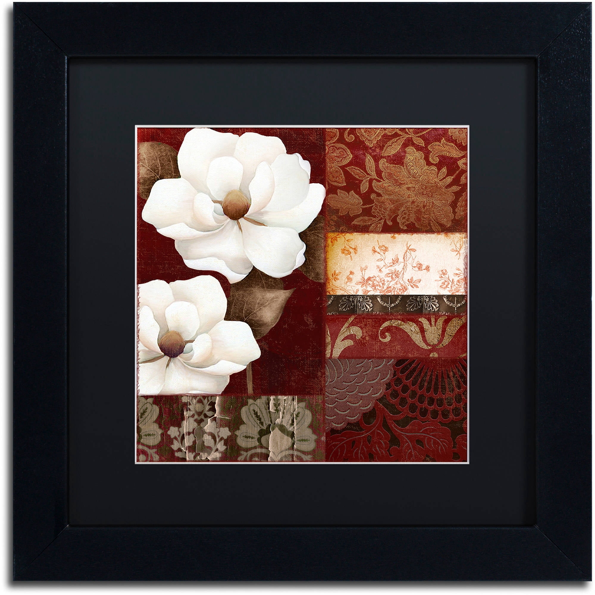 Trademark Fine Art "Flores Blancas III" Canvas Art by Color Bakery Black Matte, Black Frame