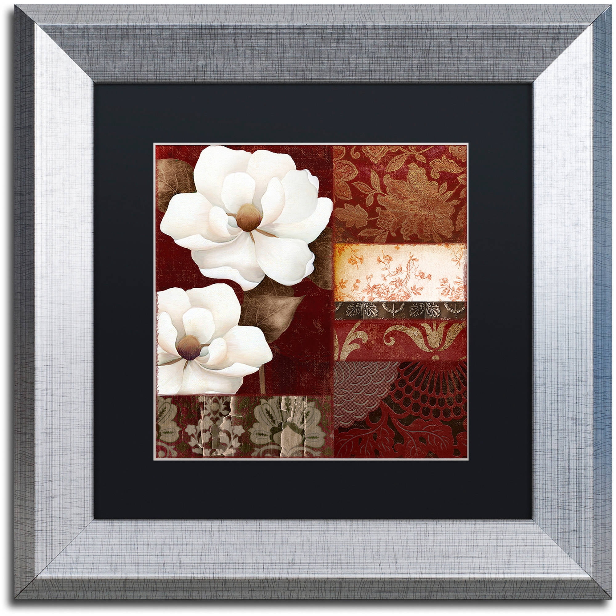 Trademark Fine Art "Flores Blancas III" Canvas Art by Color Bakery Black Matte, Silver Frame
