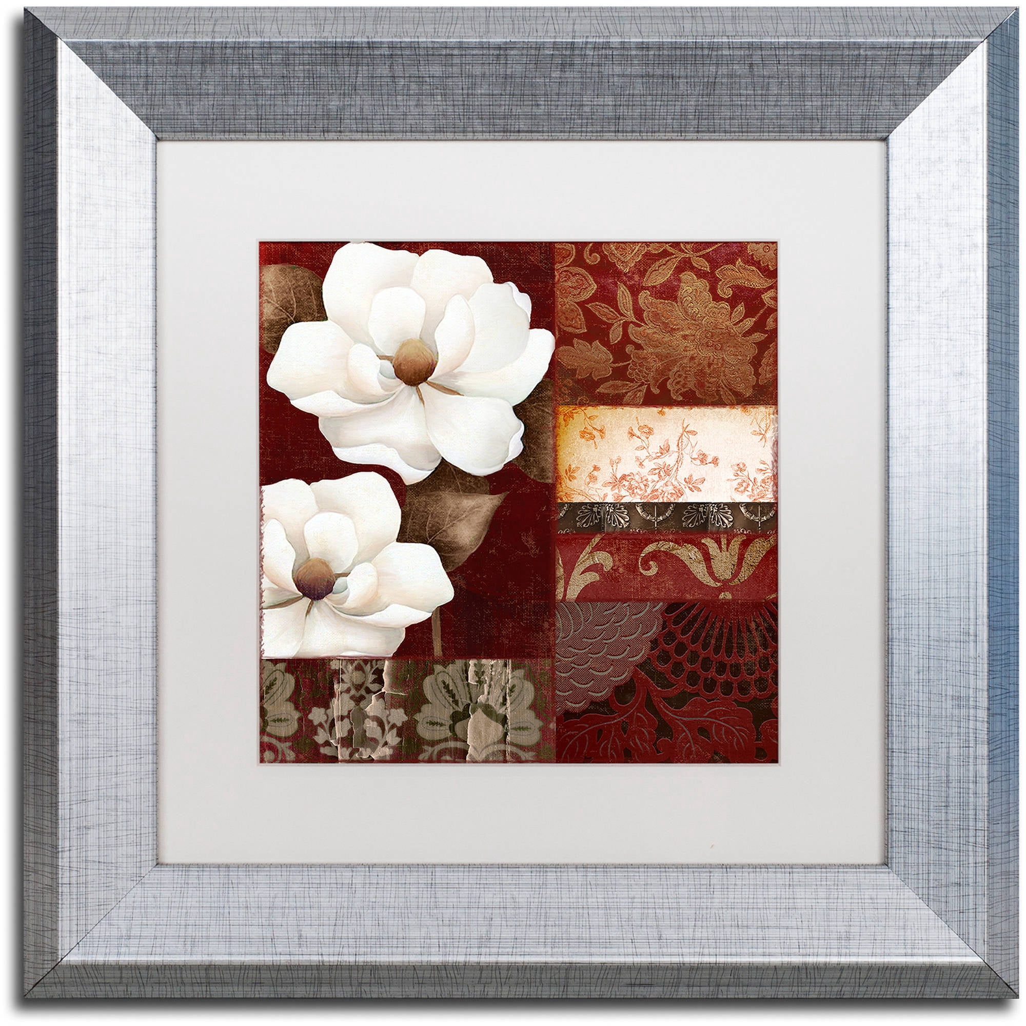 Trademark Fine Art "Flores Blancas III" Canvas Art by Color Bakery White Matte, Silver Frame