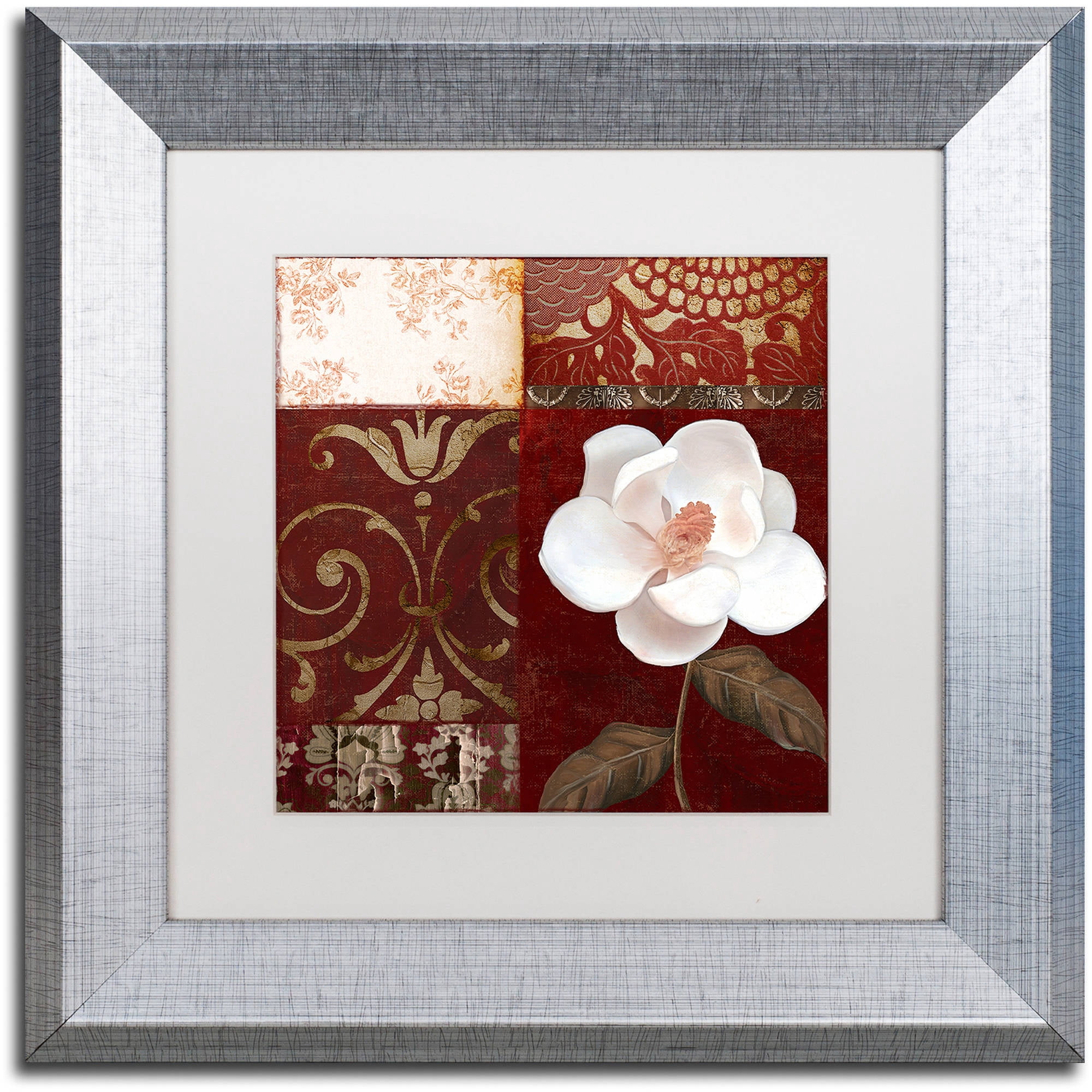 Trademark Fine Art "Flores Blancas IV" Canvas Art by Color Bakery White Matte, Silver Frame