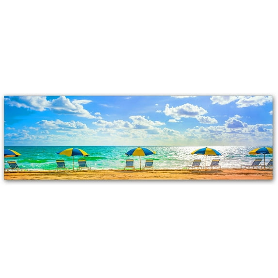 Trademark Fine Art "Florida Beach Chairs Umbrellas" Canvas Art by Preston