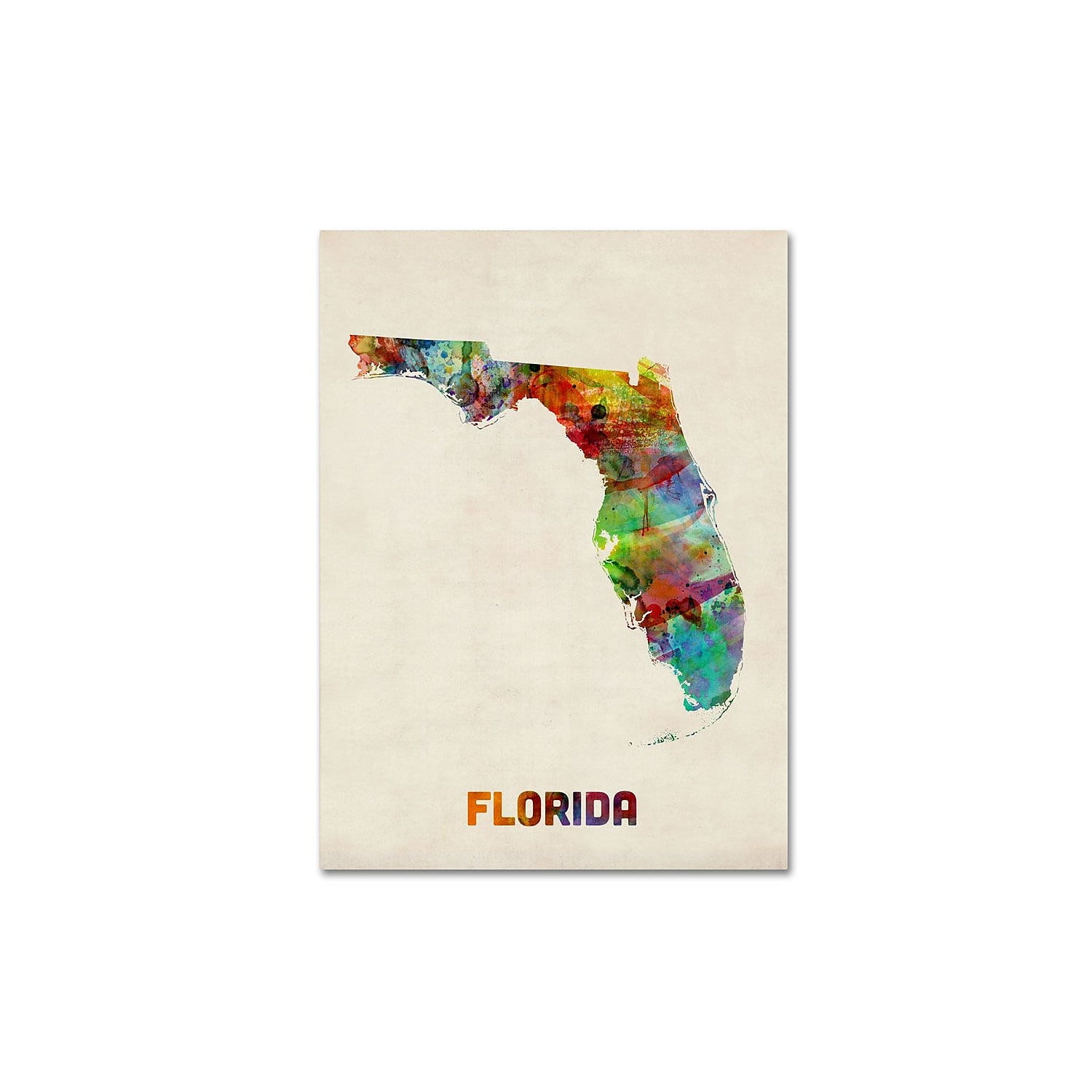 Trademark Fine Art "Florida Map" Canvas Wall Art by Michael Tompsett
