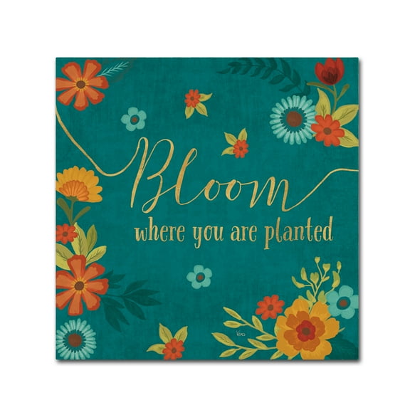 Trademark Fine Art 'Flourish I Teal' Canvas Art by Veronique Charron
