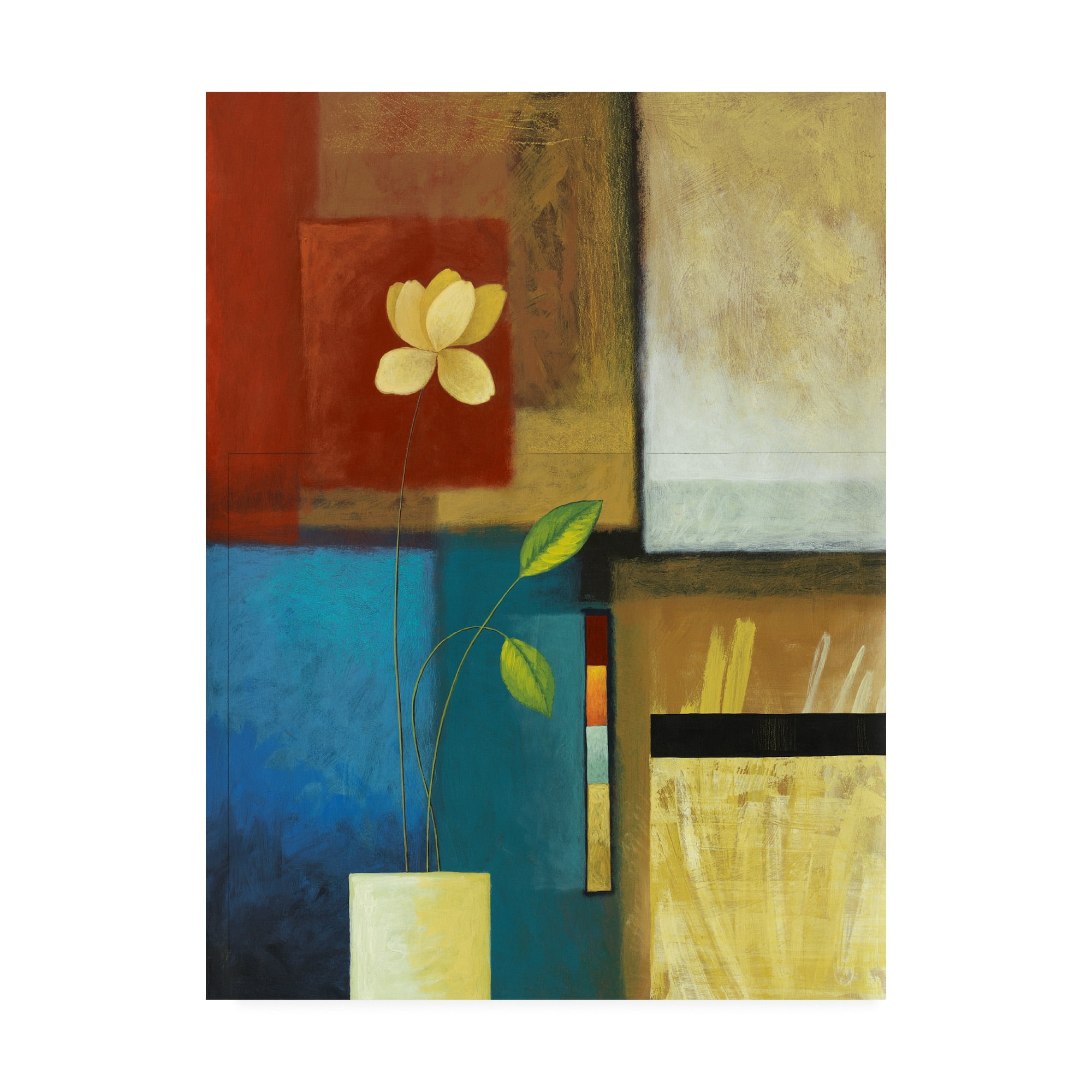 Trademark Fine Art 'Flower And Red And Blue Squares' Canvas Art by Pablo Esteban
