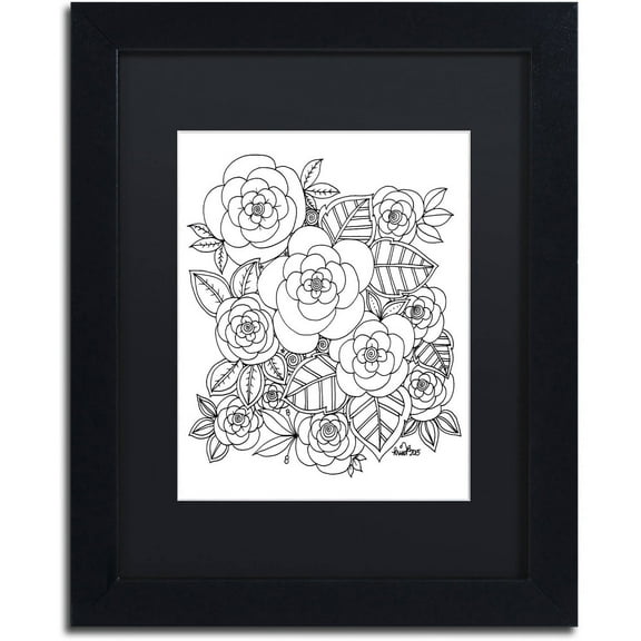 Trademark Fine Art "Flower Design 2" Canvas Art by KCDoodleArt Black Matte, Black Frame