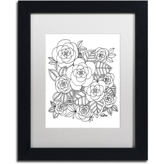 Trademark Fine Art "Flower Design 2" Canvas Art by KCDoodleArt White Matte, Black Frame