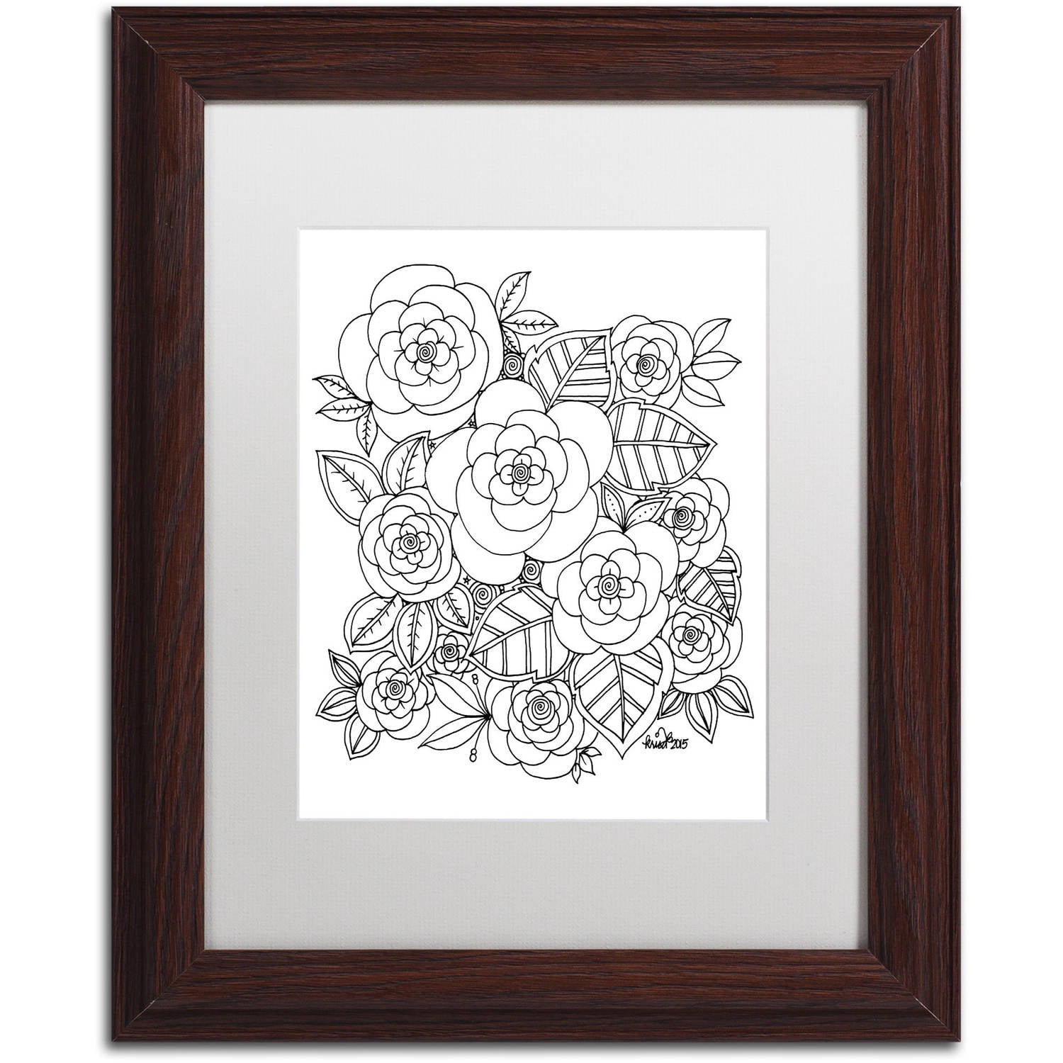 Trademark Fine Art "Flower Design 2" Canvas Art by KCDoodleArt White Matte, Wood Frame