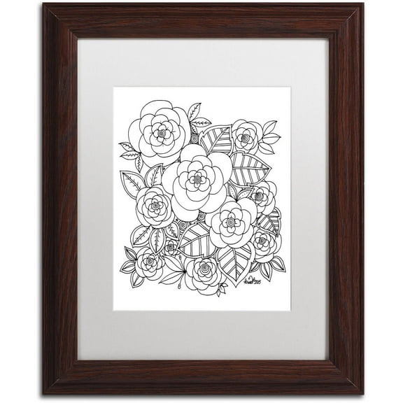 Trademark Fine Art "Flower Design 2" Canvas Art by KCDoodleArt White Matte, Wood Frame