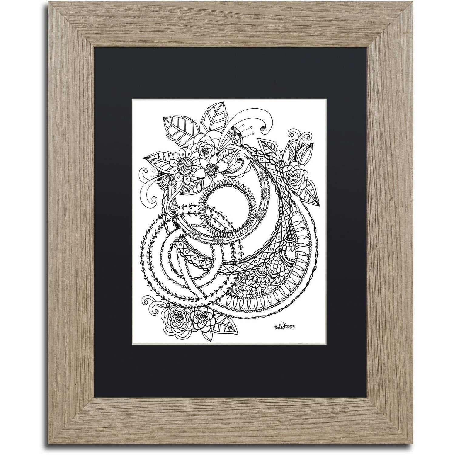 Trademark Fine Art "Flower Girls 11" Canvas Art by KCDoodleArt Black Matte, Birch Frame