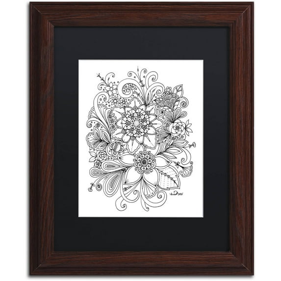 Trademark Fine Art "Flower Girls 12" Canvas Art by KCDoodleArt Black Matte, Wood Frame