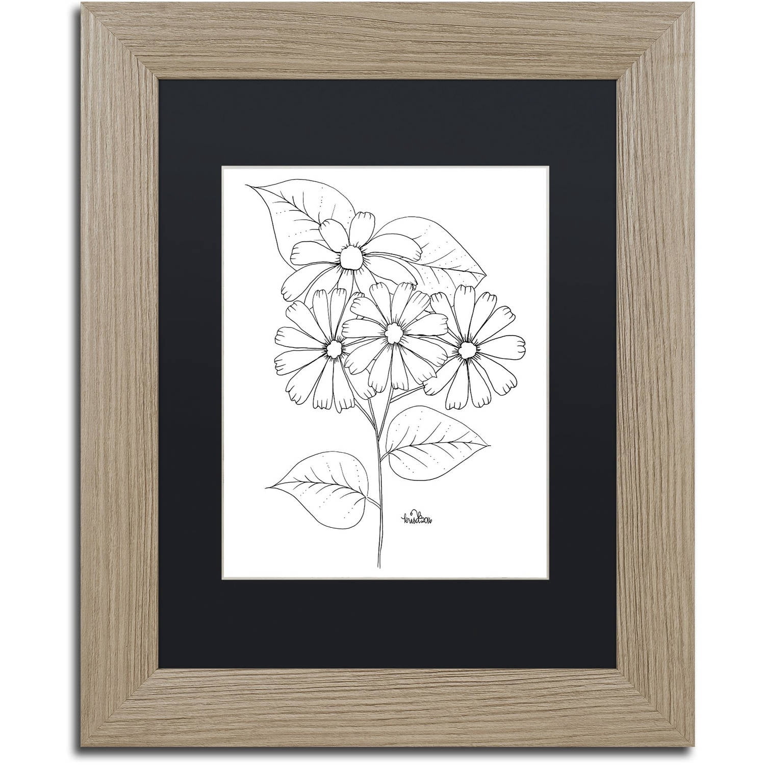 Trademark Fine Art "Flower Girls 13" Canvas Art by KCDoodleArt Black Matte, Birch Frame