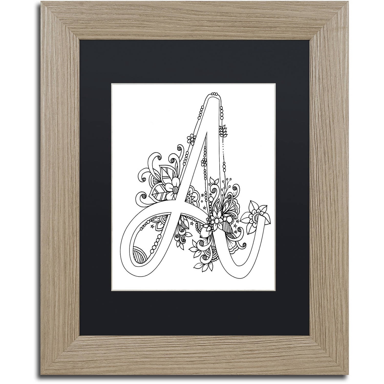 Trademark Fine Art "Flower Girls 17" Canvas Art by KCDoodleArt Black Matte, Birch Frame