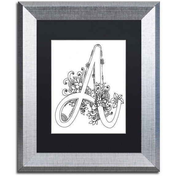 Trademark Fine Art "Flower Girls 17" Canvas Art by KCDoodleArt Black Matte, Silver Frame