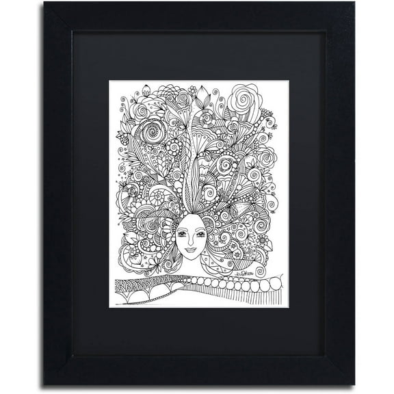 Trademark Fine Art "Flower Girls 18" Canvas Art by KCDoodleArt Black Matte, Black Frame