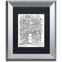 Trademark Fine Art "Flower Girls 18" Canvas Art by KCDoodleArt Black Matte, Silver Frame