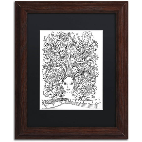 Trademark Fine Art "Flower Girls 18" Canvas Art by KCDoodleArt Black Matte, Wood Frame