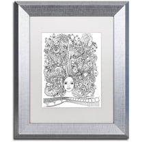 Trademark Fine Art "Flower Girls 18" Canvas Art by KCDoodleArt White Matte, Silver Frame