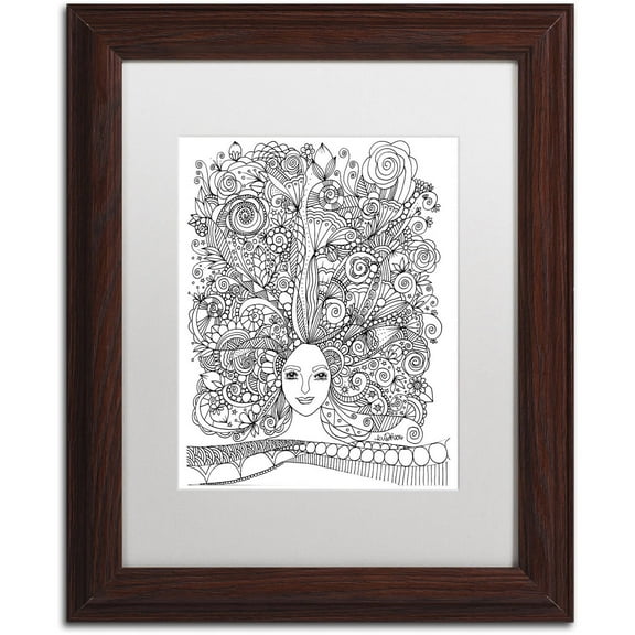 Trademark Fine Art "Flower Girls 18" Canvas Art by KCDoodleArt White Matte, Wood Frame