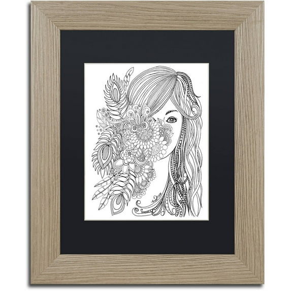 Trademark Fine Art "Flower Girls 2" Canvas Art by KCDoodleArt Black Matte, Birch Frame