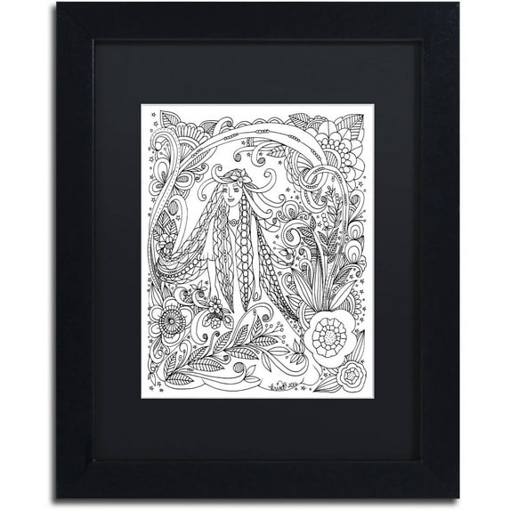 Trademark Fine Art "Flower Girls 20" Canvas Art by KCDoodleArt Black Matte, Black Frame