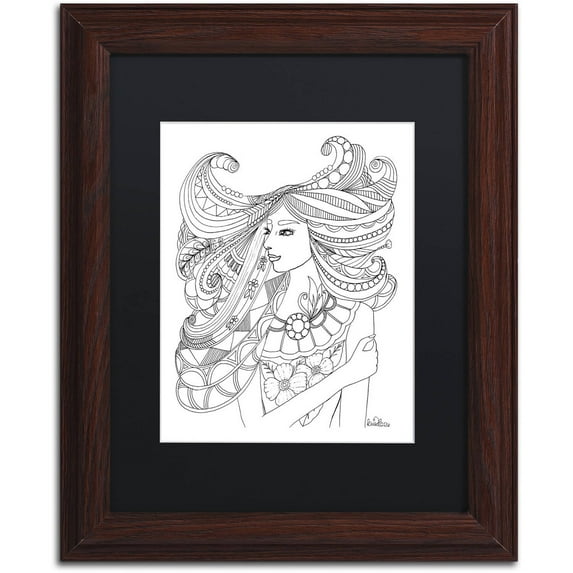 Trademark Fine Art "Flower Girls 21" Canvas Art by KCDoodleArt Black Matte, Wood Frame