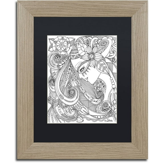 Trademark Fine Art "Flower Girls 22" Canvas Art by KCDoodleArt Black Matte, Birch Frame