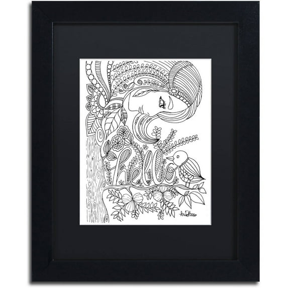 Trademark Fine Art "Flower Girls 26" Canvas Art by KCDoodleArt Black Matte, Black Frame