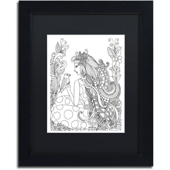 Trademark Fine Art "Flower Girls 29" Canvas Art by KCDoodleArt Black Matte, Black Frame