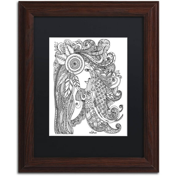 Trademark Fine Art "Flower Girls 3" Canvas Art by KCDoodleArt Black Matte, Wood Frame