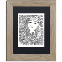 Trademark Fine Art "Flower Girls 4" Canvas Art by KCDoodleArt Black Matte, Birch Frame