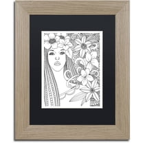 Trademark Fine Art "Flower Girls 5" Canvas Art by KCDoodleArt Black Matte, Birch Frame