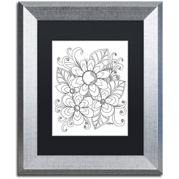 Trademark Fine Art "Flower Girls 6" Canvas Art by KCDoodleArt Black Matte, Silver Frame