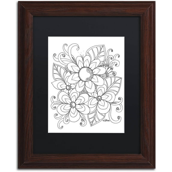 Trademark Fine Art "Flower Girls 6" Canvas Art by KCDoodleArt Black Matte, Wood Frame