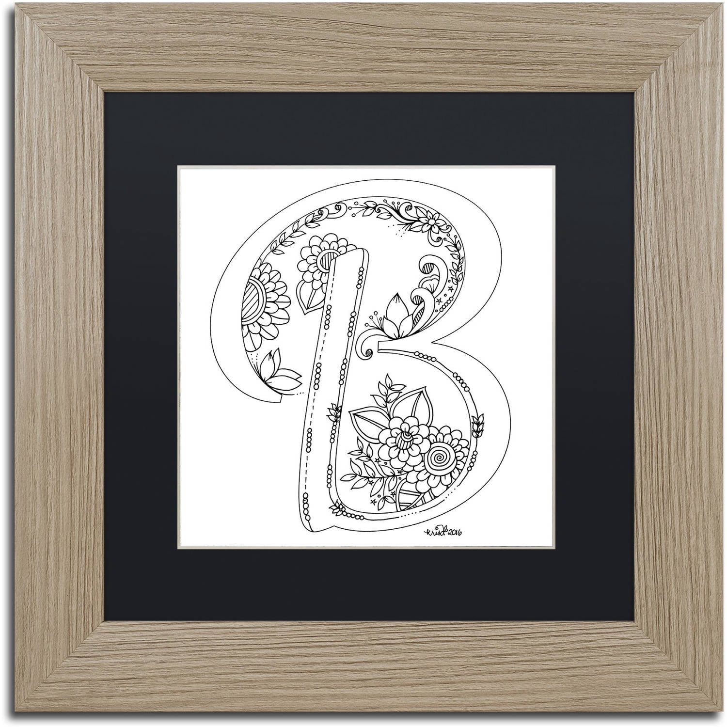 Trademark Fine Art "Flower Girls 7" Canvas Art by KCDoodleArt Black Matte, Birch Frame