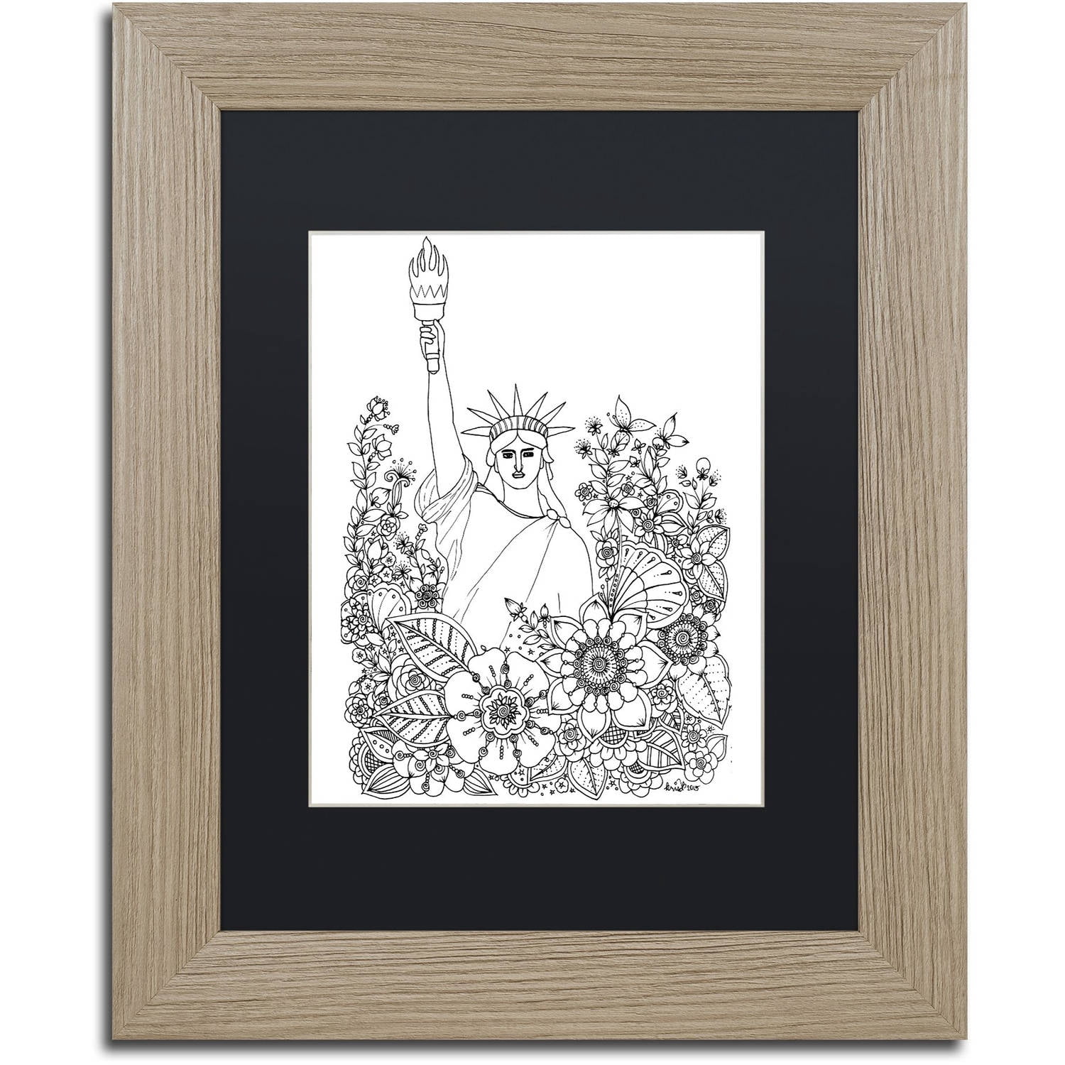 Trademark Fine Art "Flower Girls 8" Canvas Art by KCDoodleArt Black Matte, Birch Frame