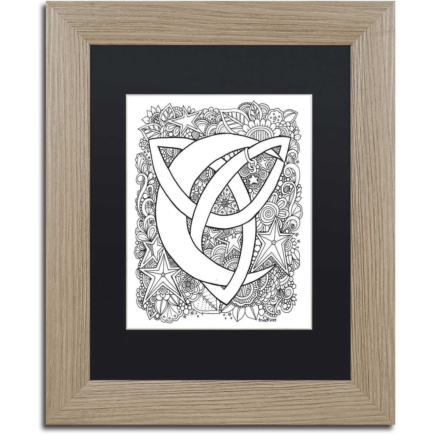 Trademark Fine Art "Flower Girls 9" Canvas Art by KCDoodleArt Black Matte, Birch Frame