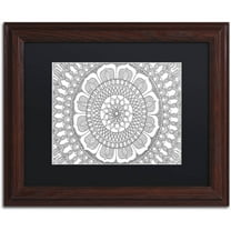 Trademark Fine Art "Flower Mandala" Canvas Art by Hello Angel, Black Matte, Wood Frame
