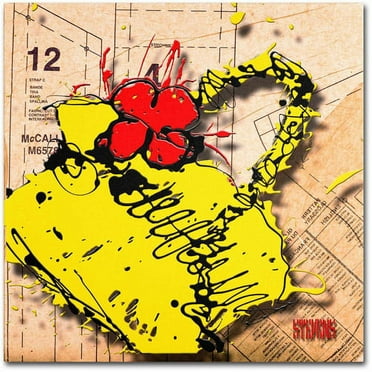 Trademark Fine Art "Flower Purse Red on Yellow" Canvas Art by Roderick Stevens