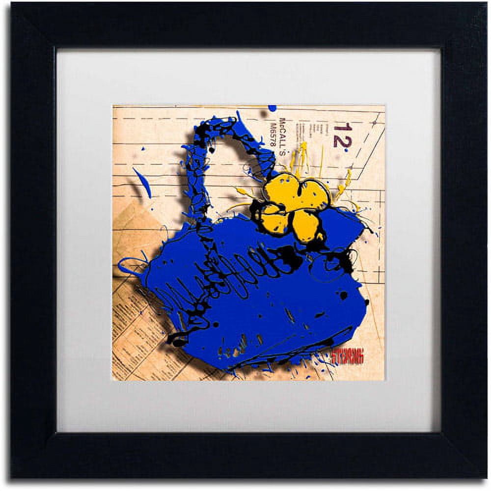 Trademark Fine Art "Flower Purse Yellow on Blue" Canvas Art by Roderick Stevens, White Matte, Black Frame