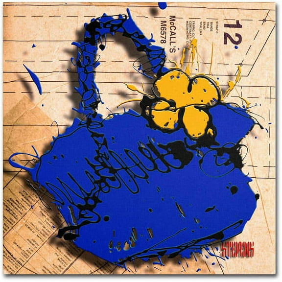 Trademark Fine Art "Flower Purse Yellow on Blue" Canvas Art by Roderick Stevens