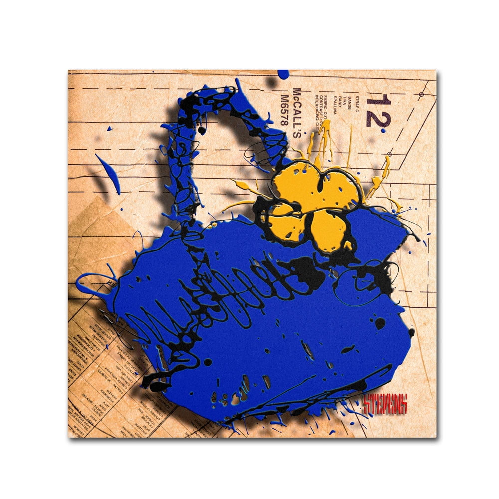 Trademark Fine Art "Flower Purse Yellow on Blue" Canvas Art by Roderick Stevens