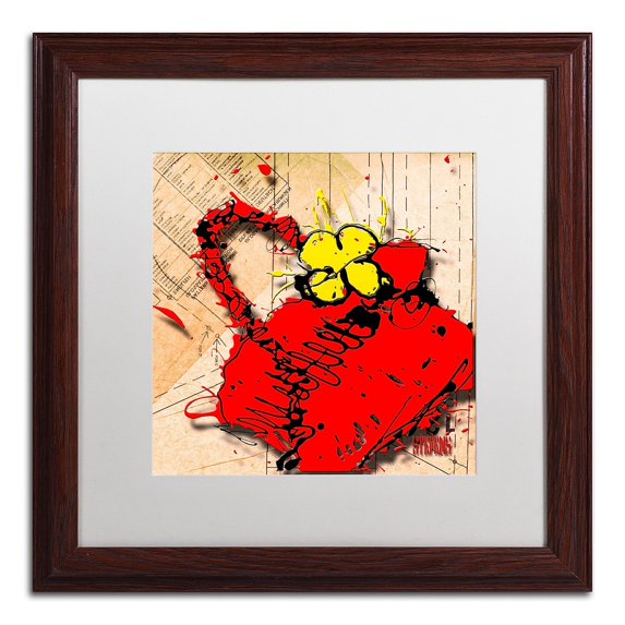 Trademark Fine Art "Flower Purse Yellow on Red" Canvas Art by Roderick Stevens, White Matte, Wood Frame